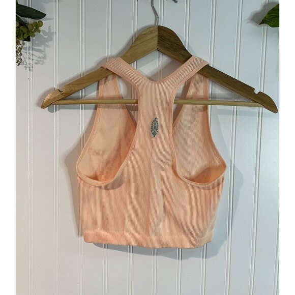 Free People Movement Peach Ribbed Racerback Crop Top S - Picture 5 of 13
